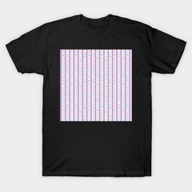 RETRO SCANDINAVIAN FLORAL STRIPES PURPLE T-Shirt by blomastudios